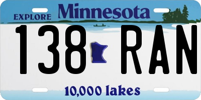 MN license plate 138RAN