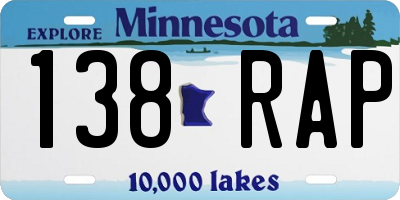 MN license plate 138RAP