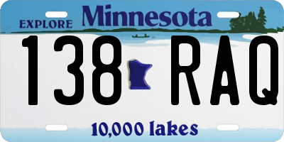 MN license plate 138RAQ