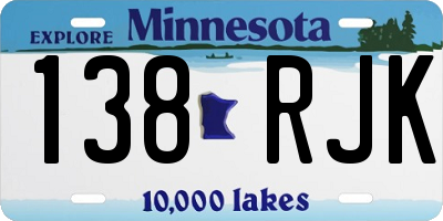 MN license plate 138RJK