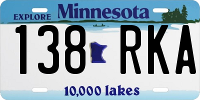 MN license plate 138RKA