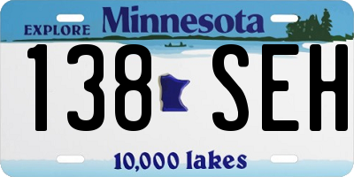 MN license plate 138SEH