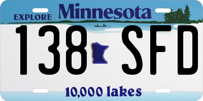 MN license plate 138SFD