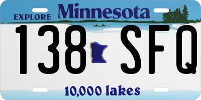 MN license plate 138SFQ