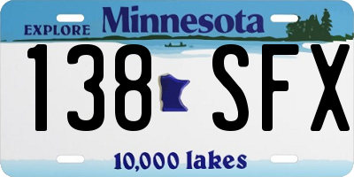 MN license plate 138SFX