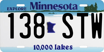 MN license plate 138STW