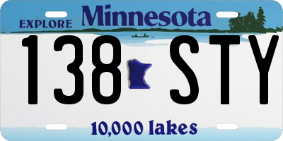 MN license plate 138STY