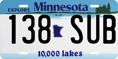MN license plate 138SUB