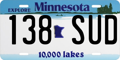 MN license plate 138SUD