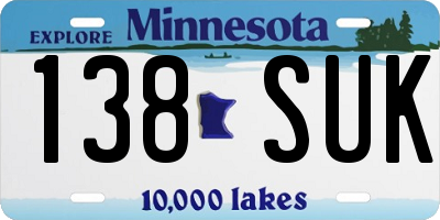 MN license plate 138SUK