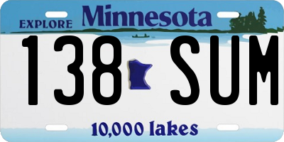 MN license plate 138SUM