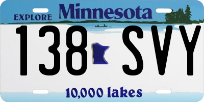 MN license plate 138SVY