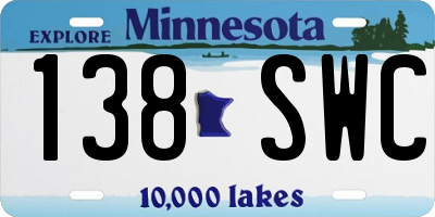 MN license plate 138SWC