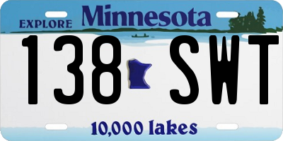 MN license plate 138SWT