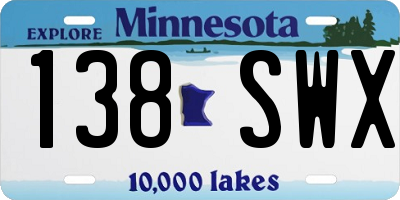 MN license plate 138SWX