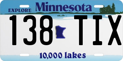 MN license plate 138TIX