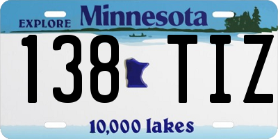 MN license plate 138TIZ