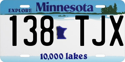 MN license plate 138TJX