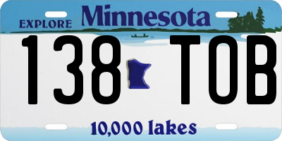 MN license plate 138TOB