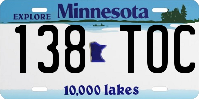 MN license plate 138TOC