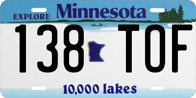 MN license plate 138TOF