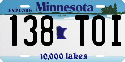 MN license plate 138TOI