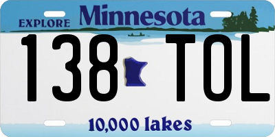 MN license plate 138TOL