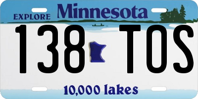 MN license plate 138TOS