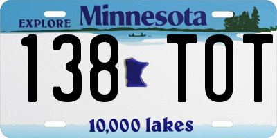 MN license plate 138TOT