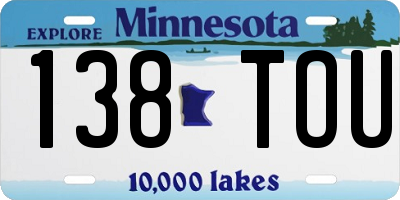MN license plate 138TOU