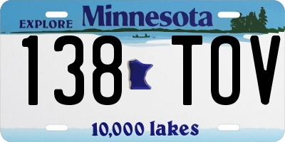 MN license plate 138TOV