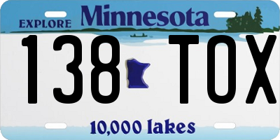 MN license plate 138TOX