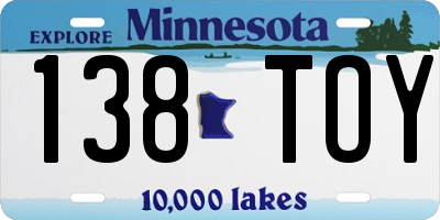 MN license plate 138TOY