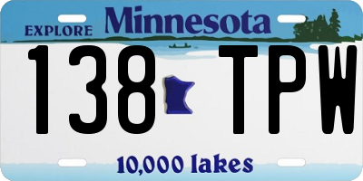 MN license plate 138TPW