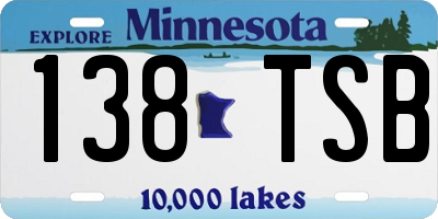 MN license plate 138TSB