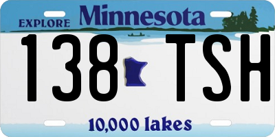 MN license plate 138TSH