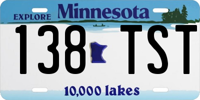 MN license plate 138TST