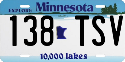 MN license plate 138TSV