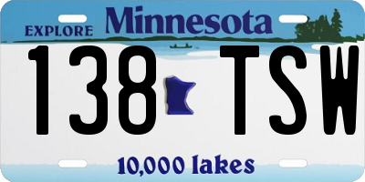 MN license plate 138TSW