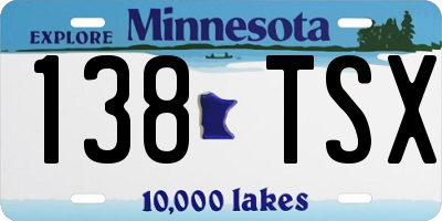 MN license plate 138TSX