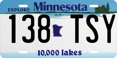 MN license plate 138TSY
