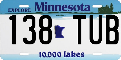 MN license plate 138TUB