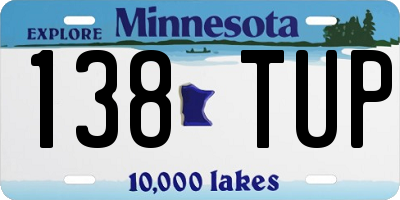 MN license plate 138TUP