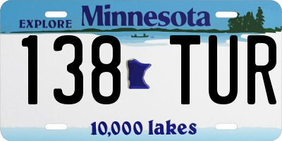 MN license plate 138TUR