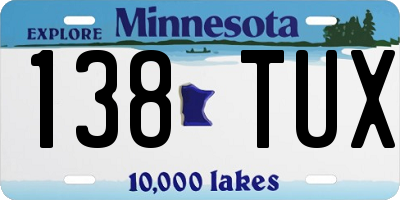 MN license plate 138TUX