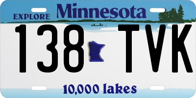 MN license plate 138TVK