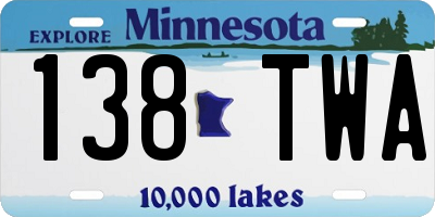MN license plate 138TWA