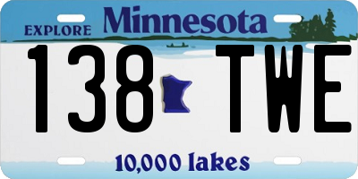 MN license plate 138TWE