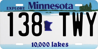 MN license plate 138TWY