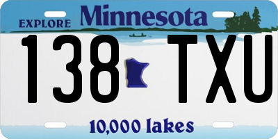 MN license plate 138TXU